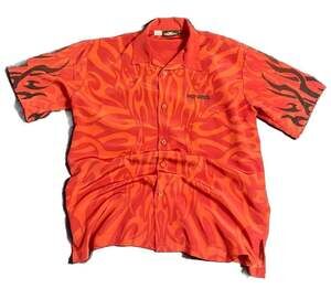 Vintage Harley-Davidson Red Flame Tribal Button Up Shirt Men's Size Medium